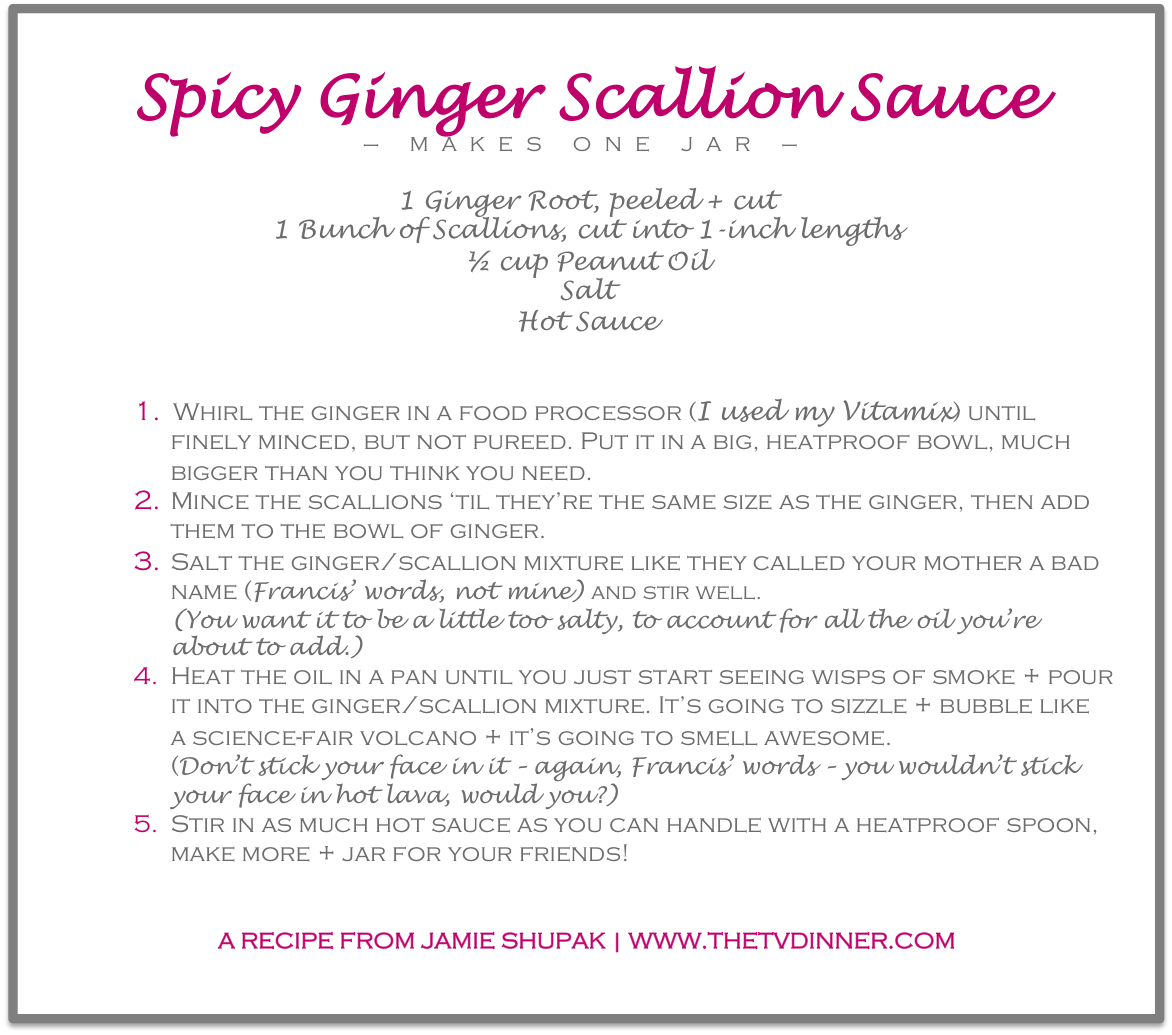 RECIPE Ginger Scallion Sauce