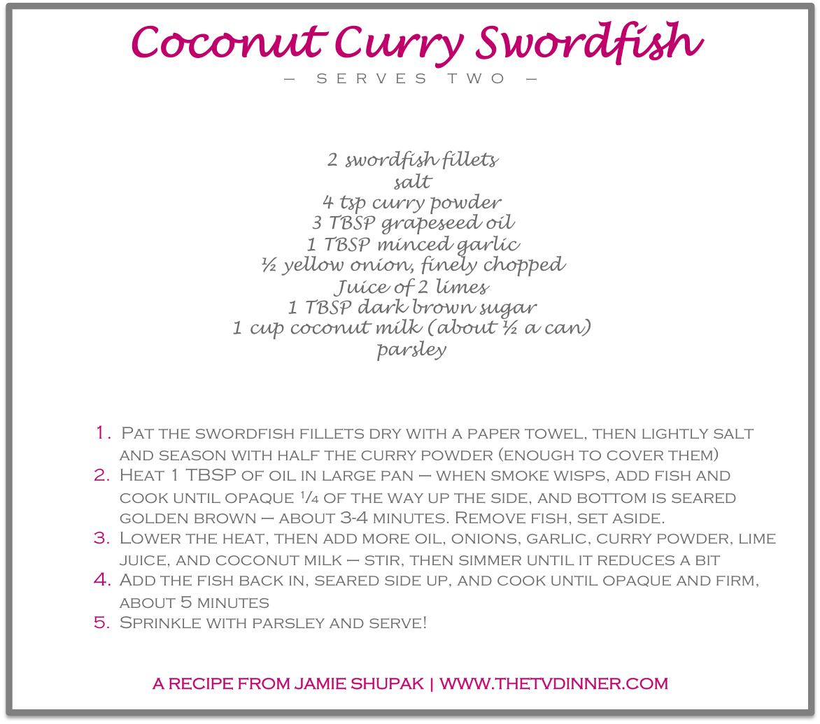 RECIPE coconut curry swordfish