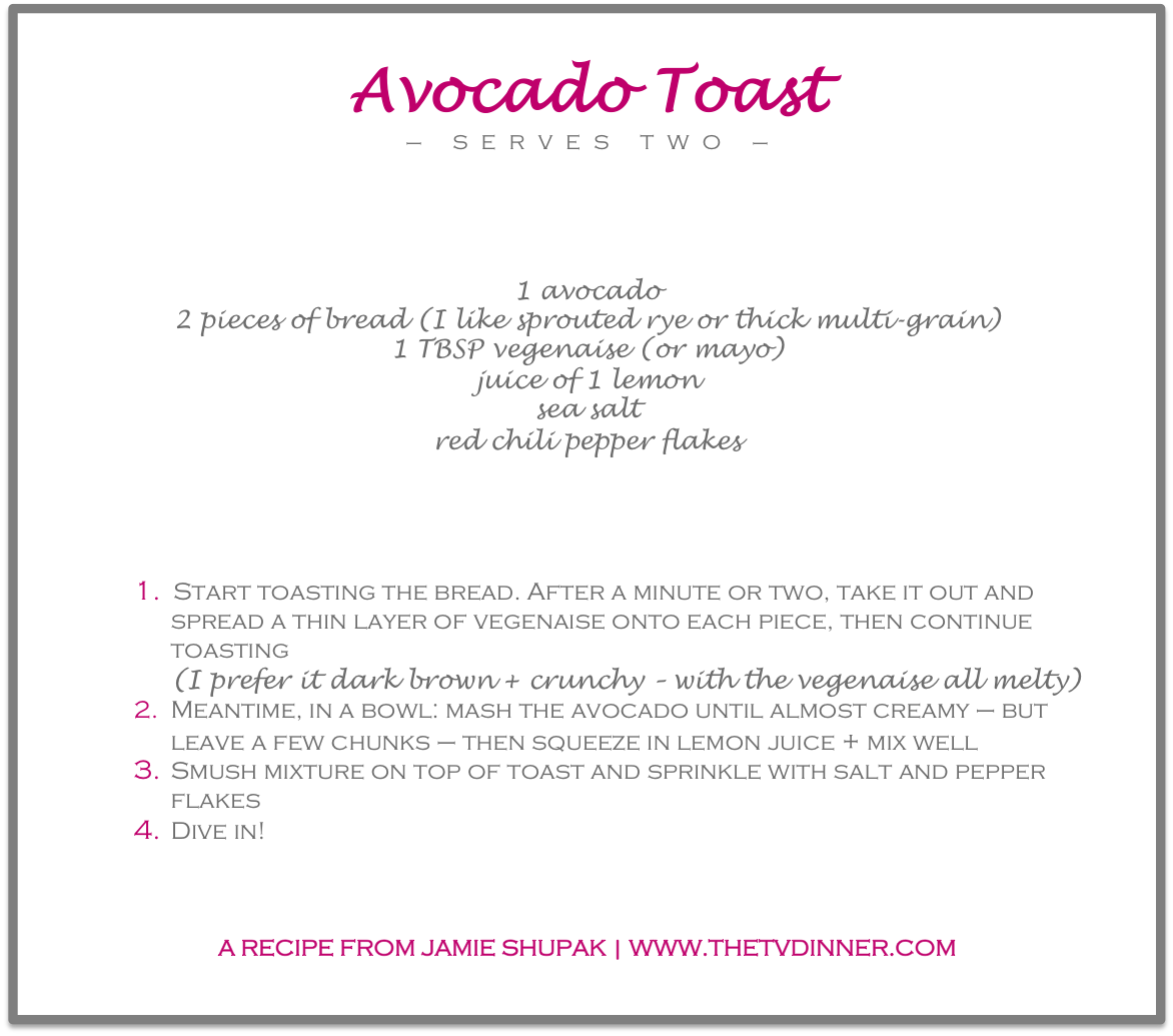 RECIPE avocado toast